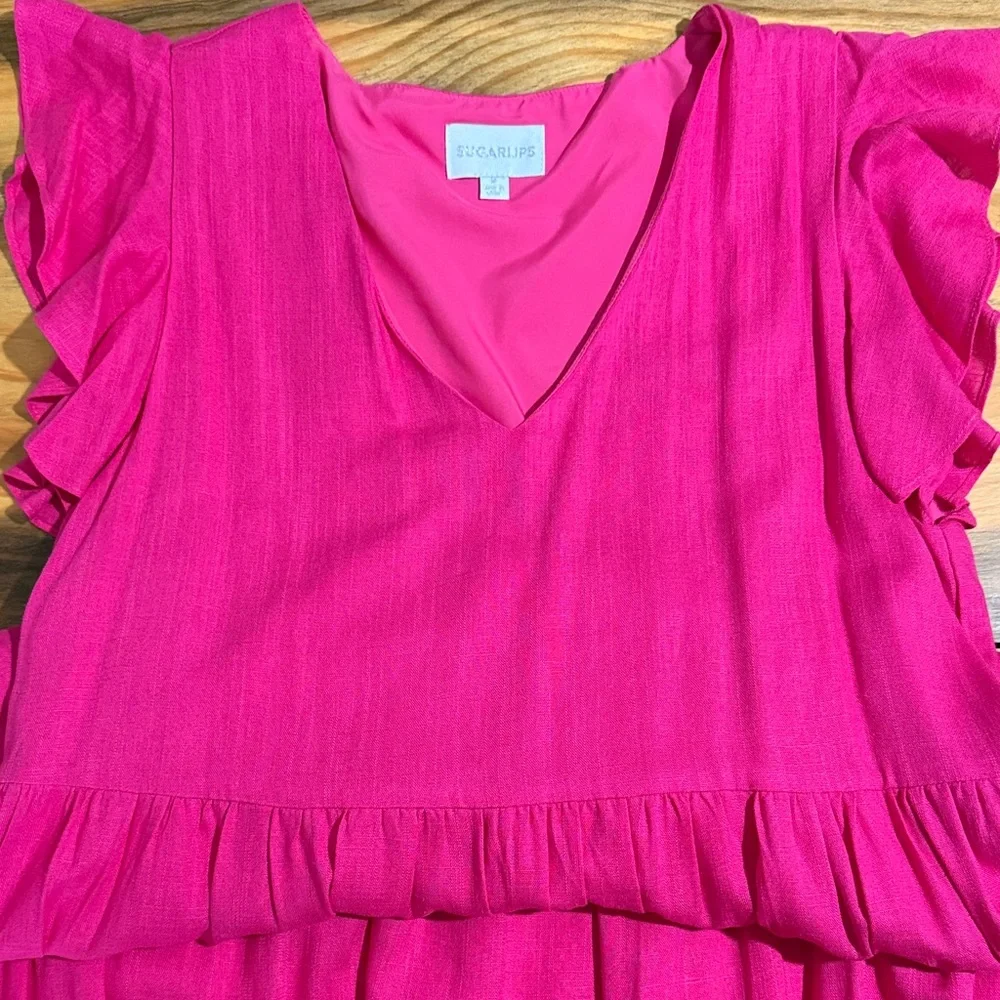 Sugarlips Hot Pink Tiered Mini Dress